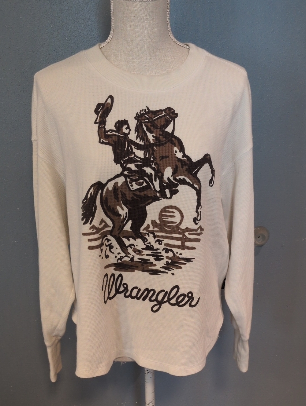 Wrangler Waffle Knit Cotton Blend Western Long Sleeve Baselayer Shirt Cowgirl